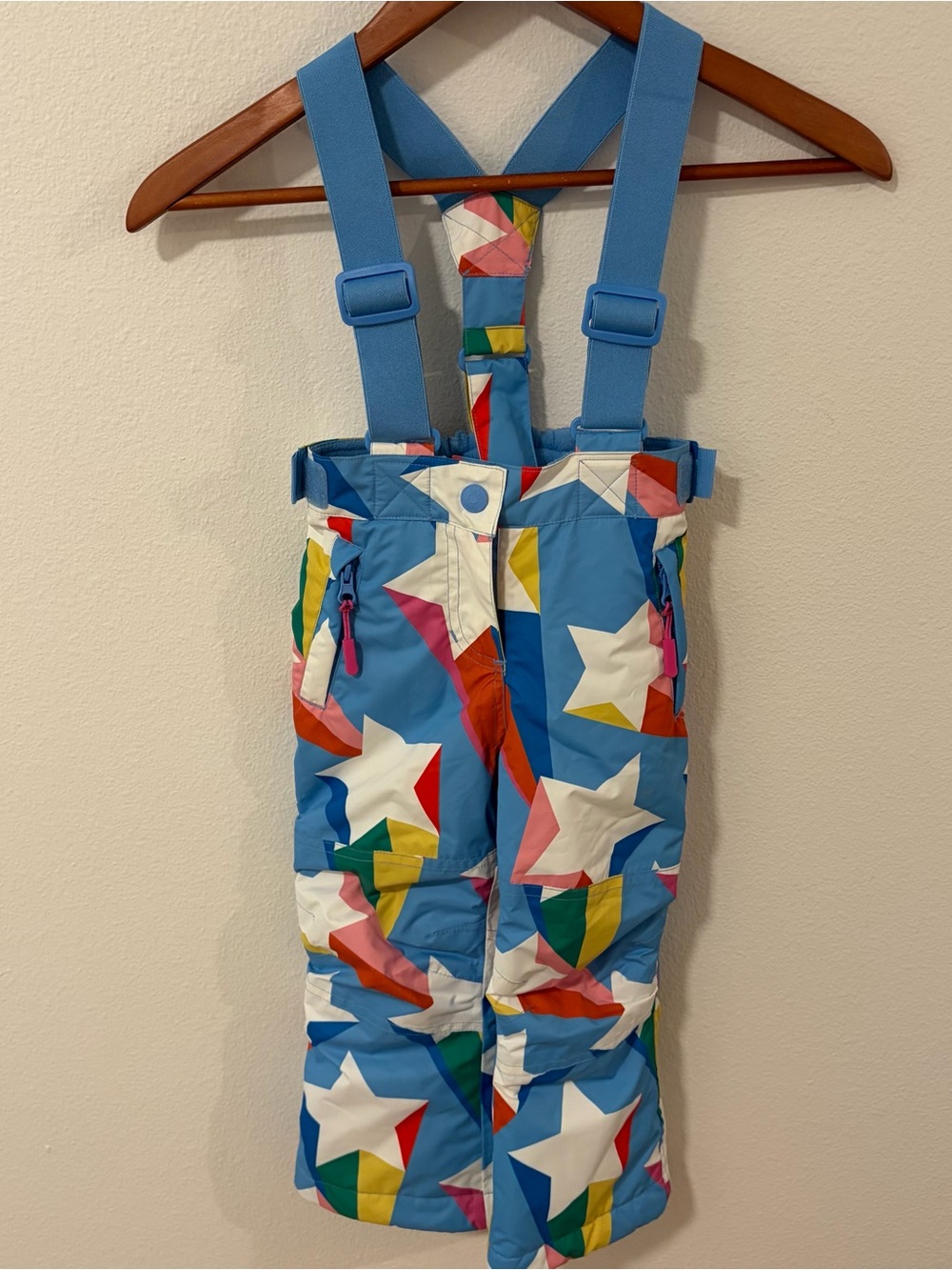 Boden Bright Blue Star-Print Snow Ski Bib Overalls